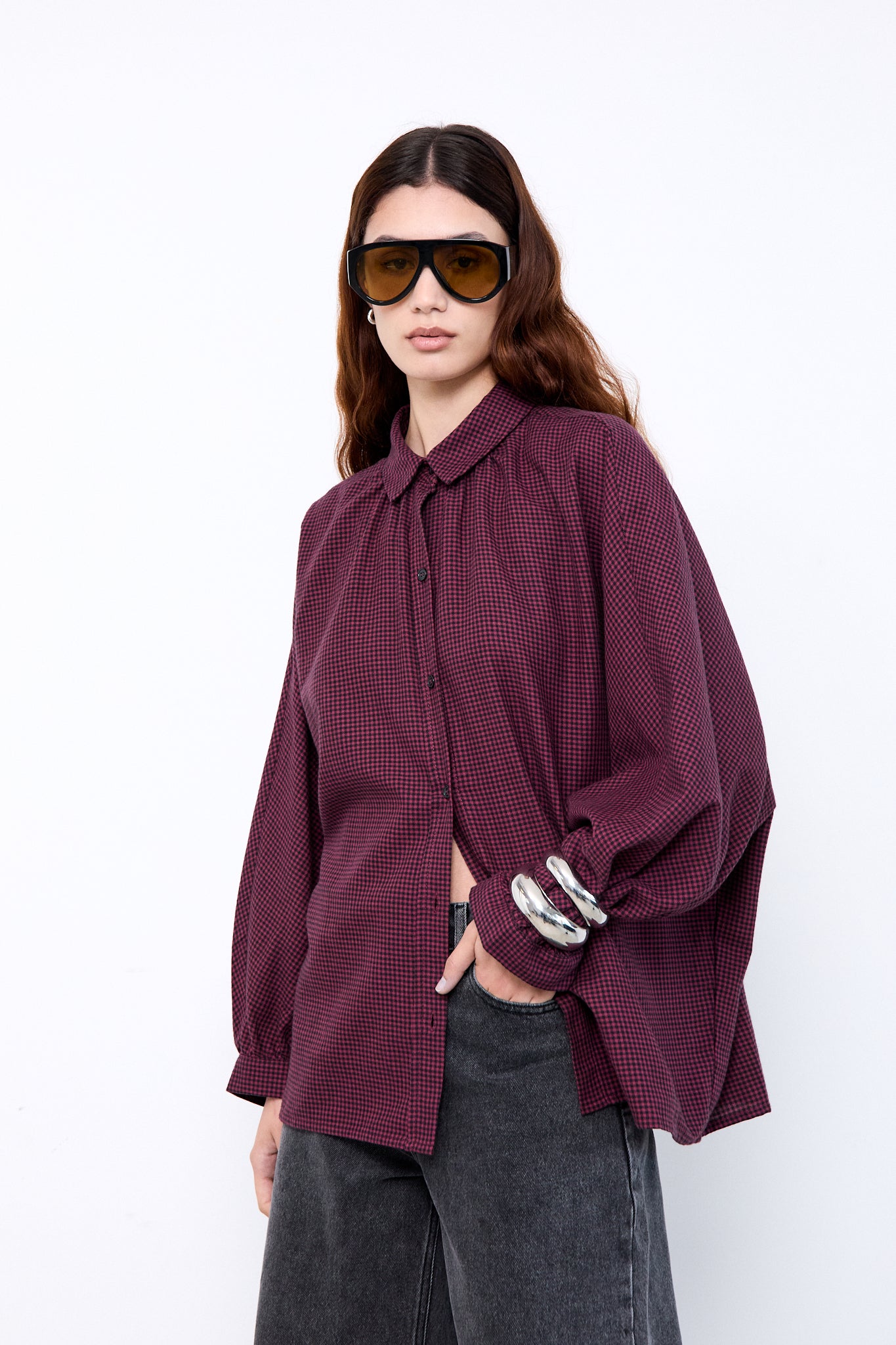 MEL BLOUSE|Red Gingham