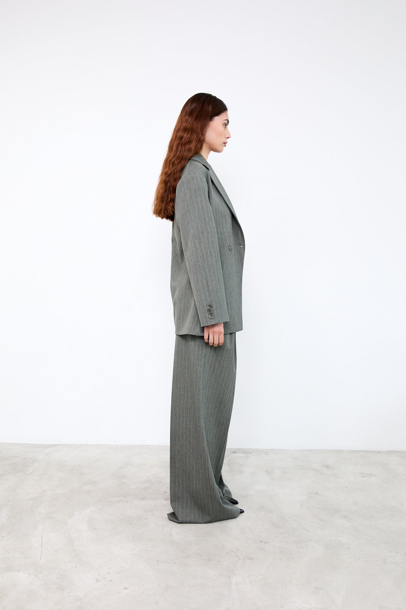 CAMILLE PANTS|Green pinstripes