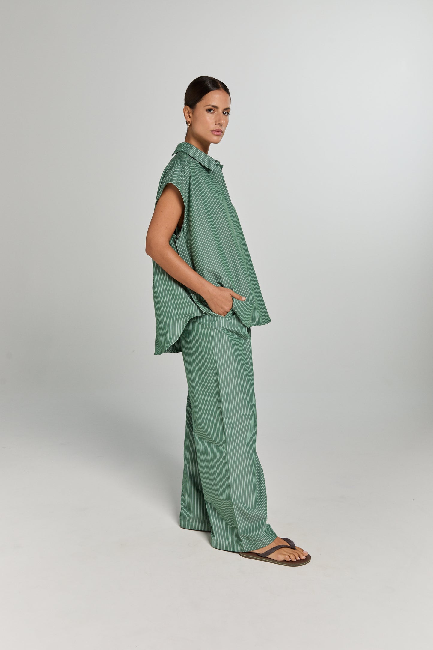 LEONIE PANTS | GREEN STRIPES