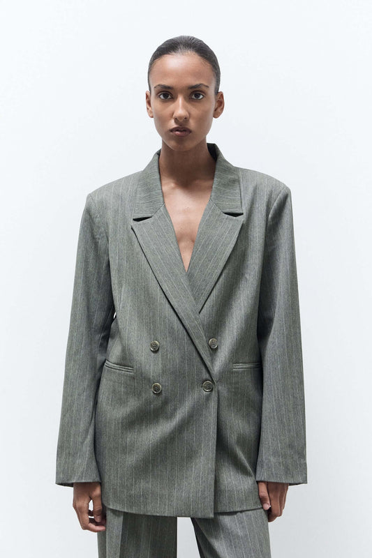INDY BLAZER | Green pinstripes