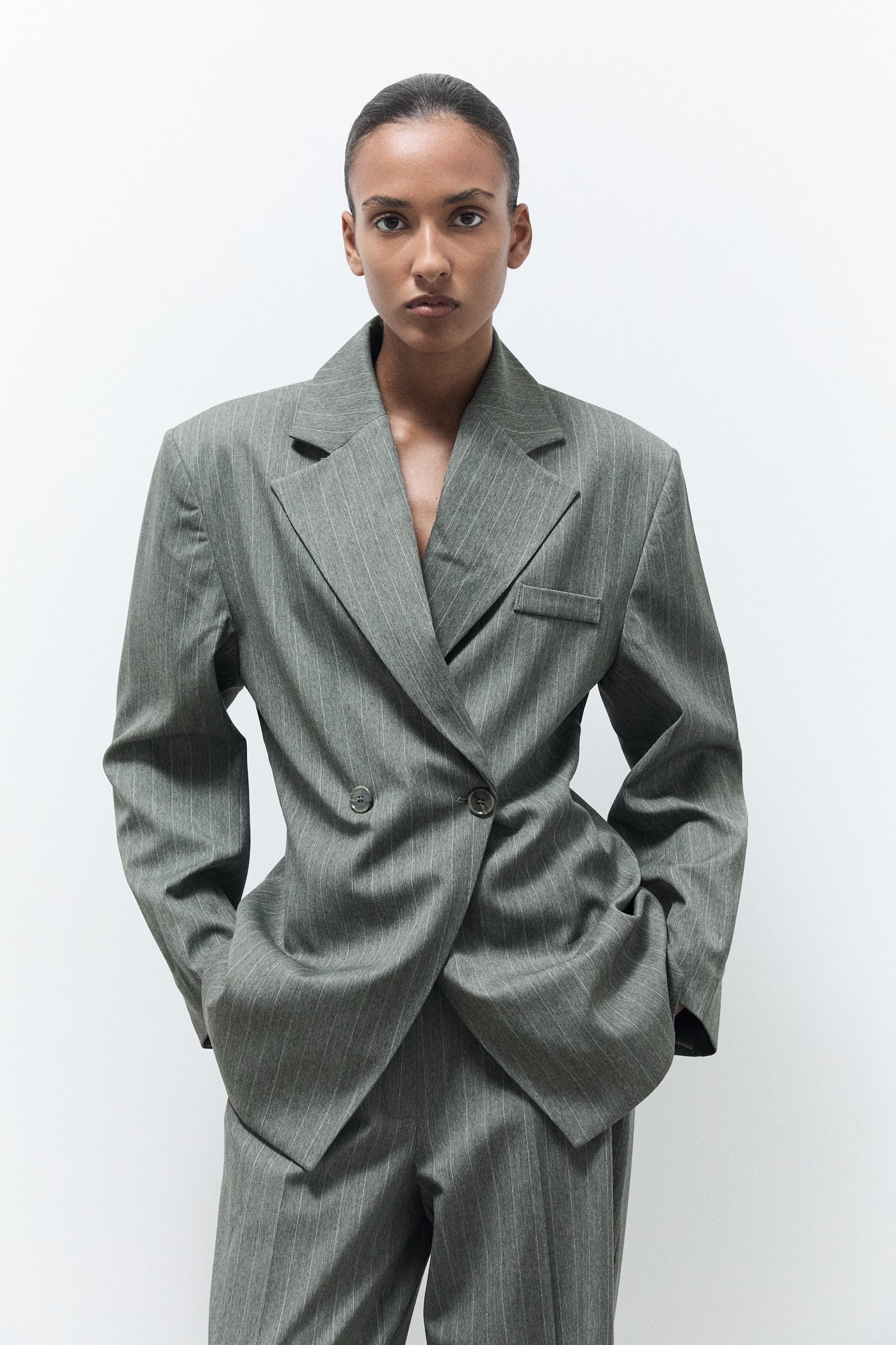JOOLS BLAZER|Green pinstripes