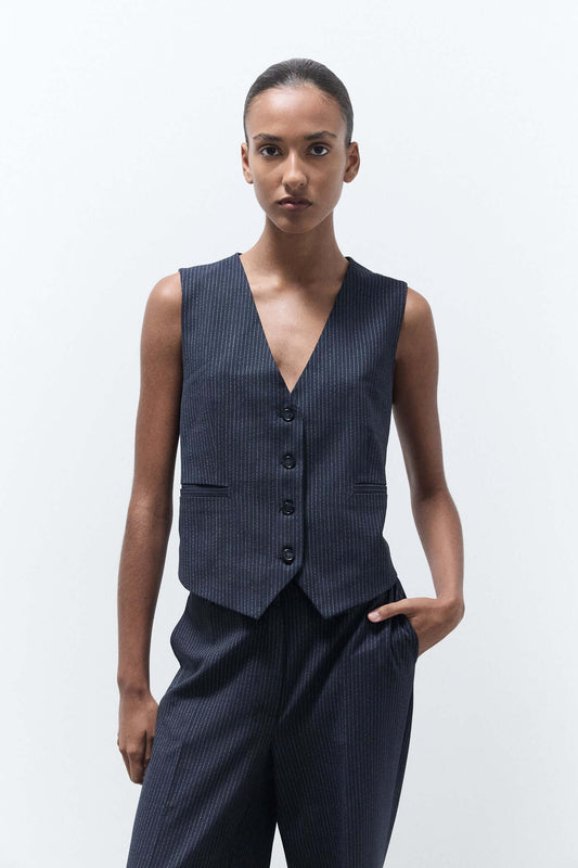 HOPE GILET | MARINE PINSTRIPE