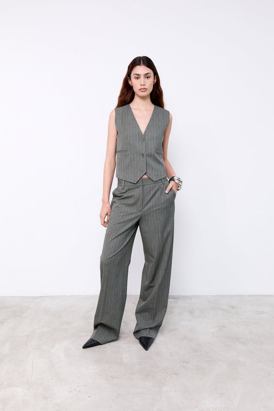 HOPE GILET|Green pinstripes