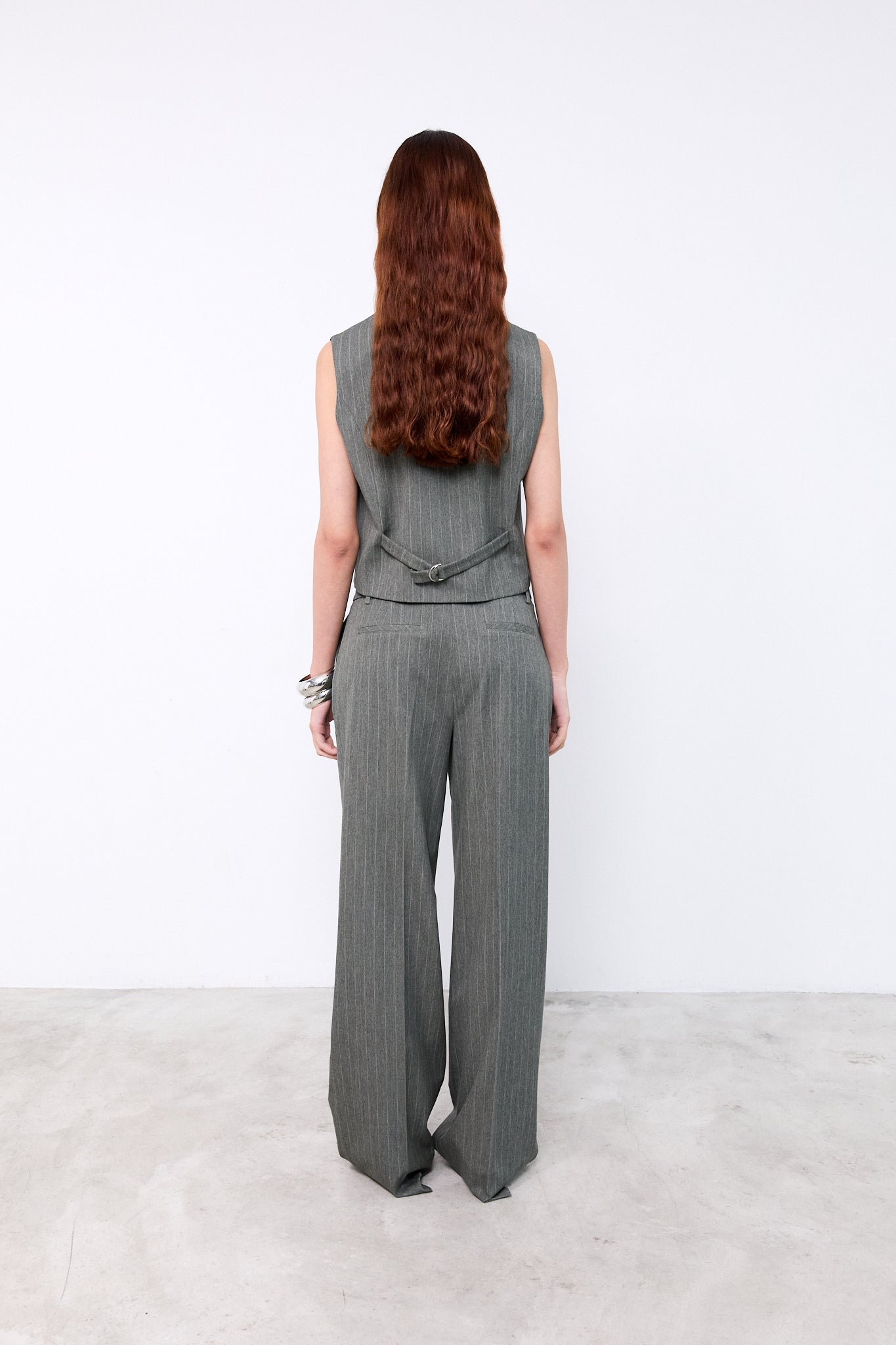 POPPY PANTS|Green pinstripes