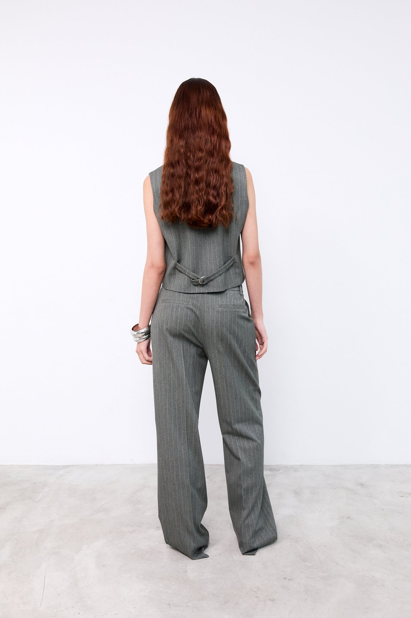 HOPE GILET|Green pinstripes