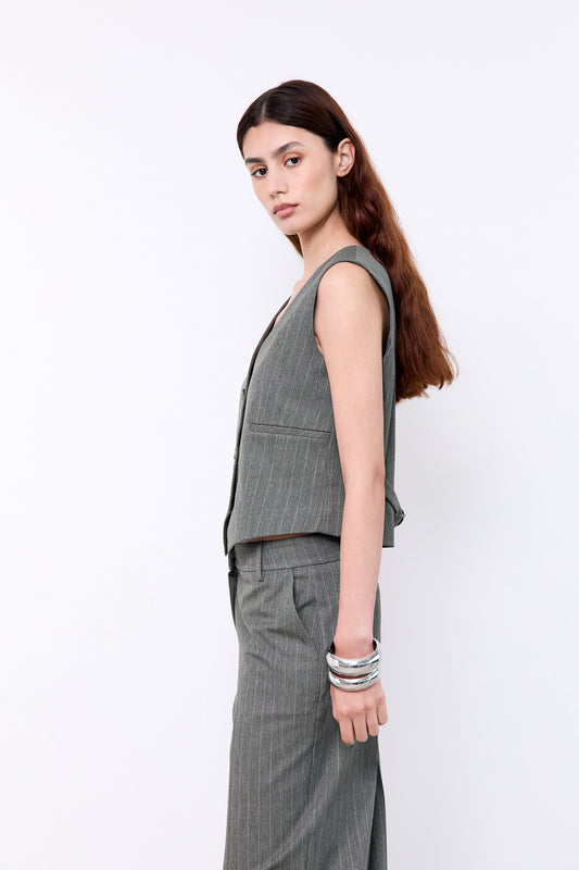 HOPE GILET|Green pinstripes