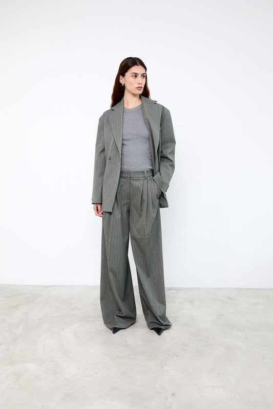 CAMILLE PANTS|Green pinstripes