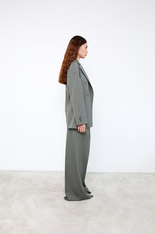 CAMILLE PANTS|Green pinstripes