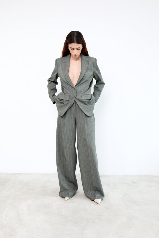 LOGAN PANTS|Green pinstripes