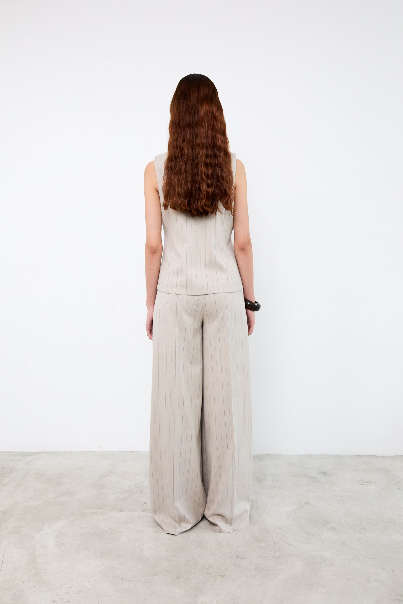 LOGAN PANTS|Beige Pinstripes
