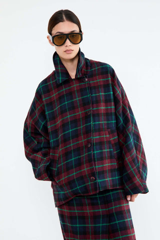 Person wearing a plaid outfit with sunglasses 