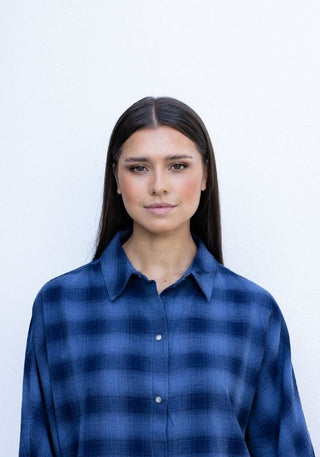 LEA DRESS BLUE CHECKED