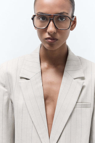 Oversized beige pinstripe blazer