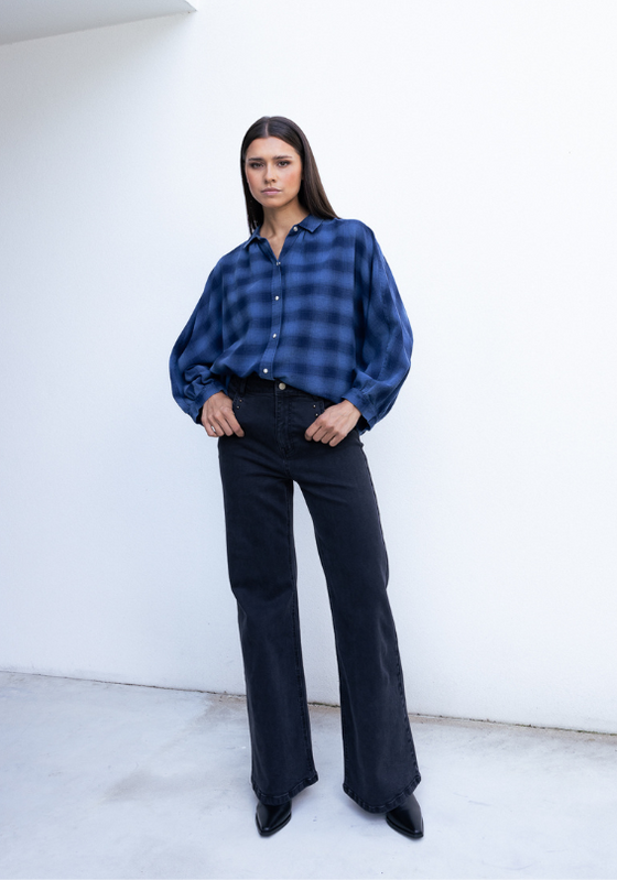 MEL BLOUSE BLUE CHECKED