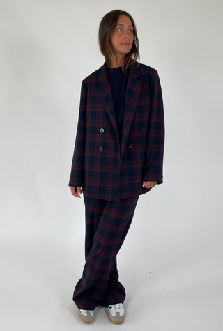 POPPY|Blue & Burgundy Checked