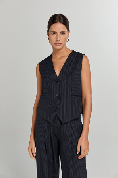 HOPE GILET | MARINE PINSTRIPE