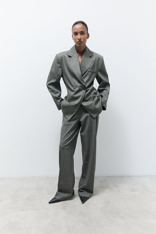 JOOLS BLAZER|Green pinstripes