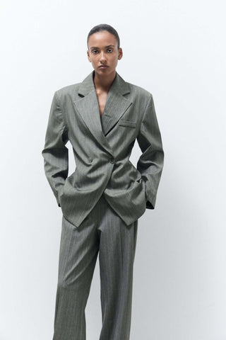 JOOLS BLAZER | Green pinstripes