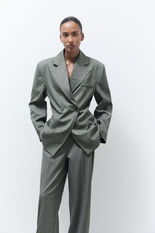 JOOLS BLAZER|Green pinstripes