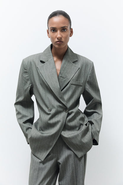 JOOLS BLAZER|Green pinstripes