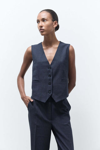 HOPE GILET | MARINE PINSTRIPE