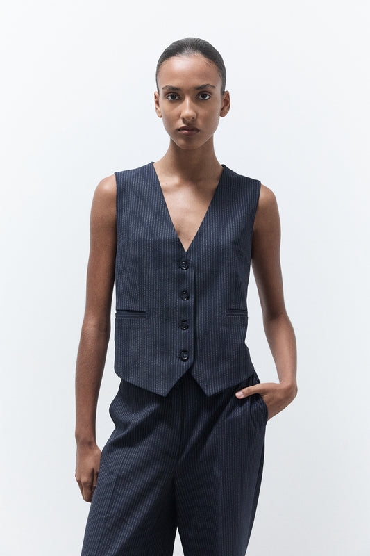 HOPE GILET | MARINE PINSTRIPE