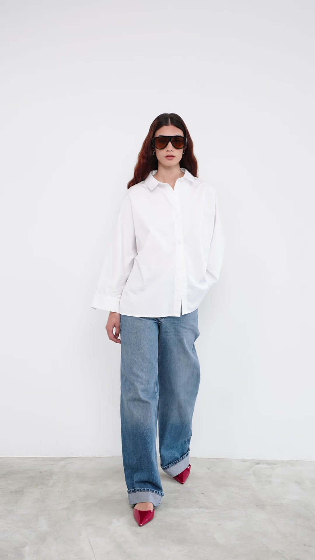 woman wearing a white shirt