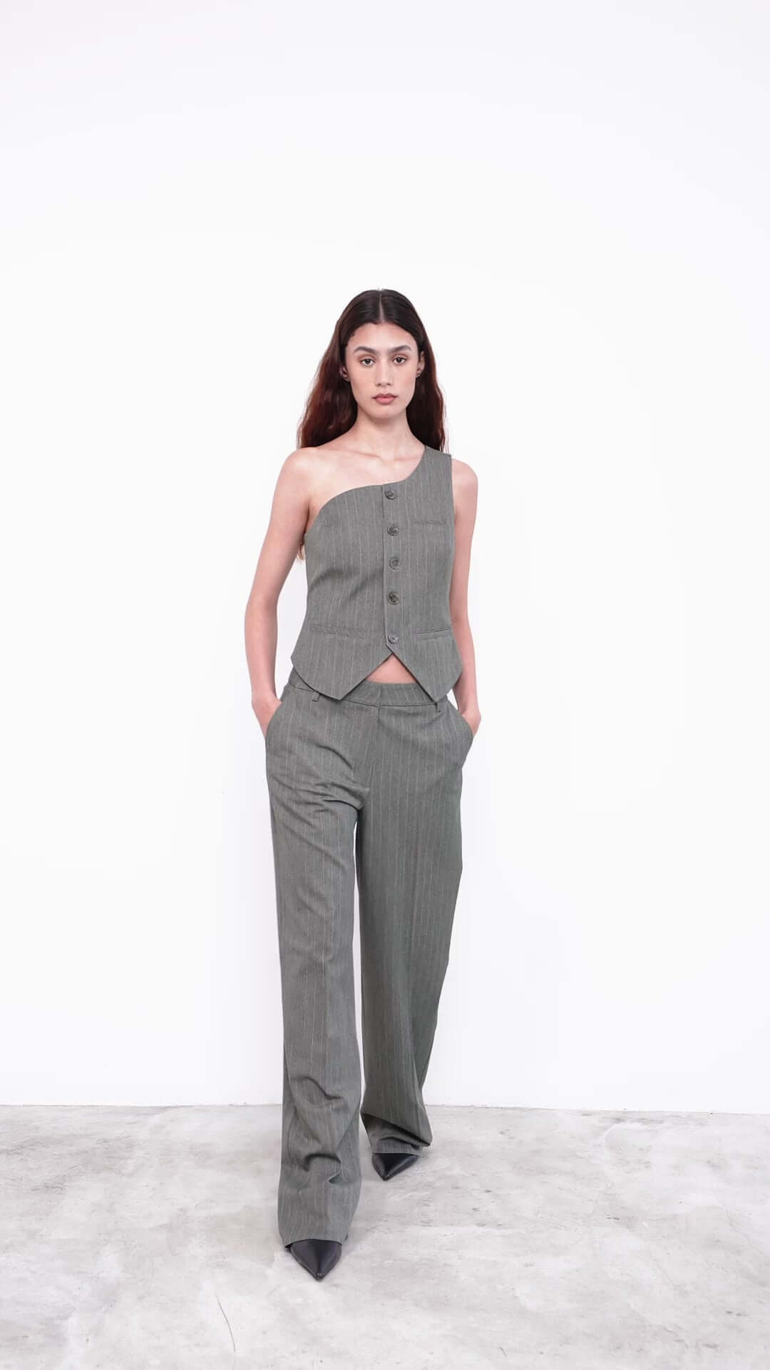 women with gray suit